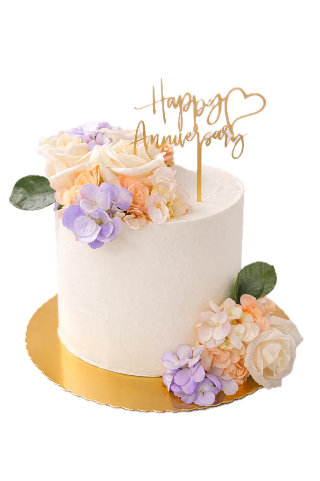 Anniversary cake with gold leaf detailing
